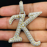 VVS Moissanite K Initial Letter Iced Out Moissanite Pendant