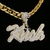 Bust Down Custom Kush Name Moissanite Diamond Hip Hop Pendant