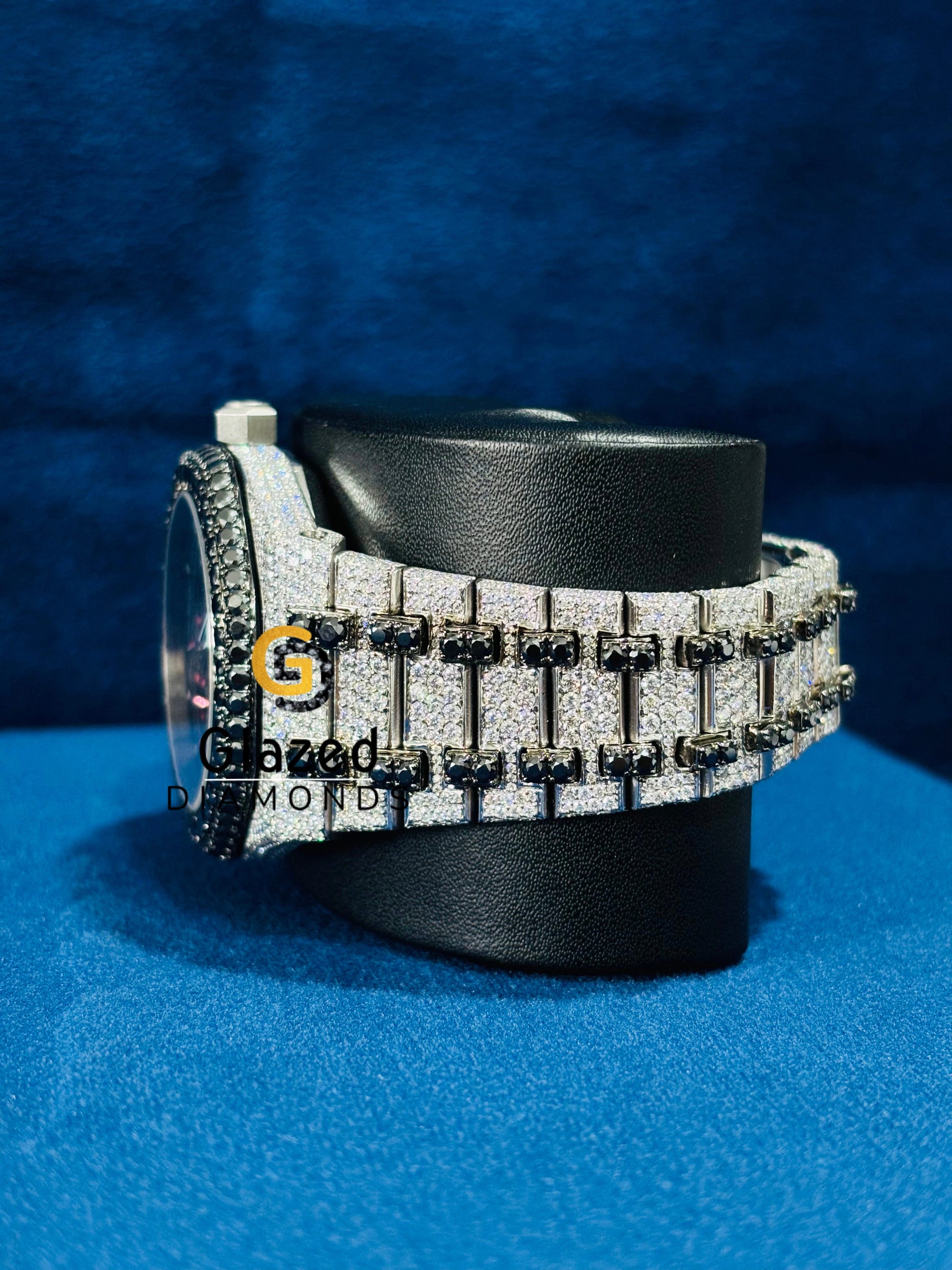 Customized Black Diamond Skeleton Dial Moissanite Watch for Men