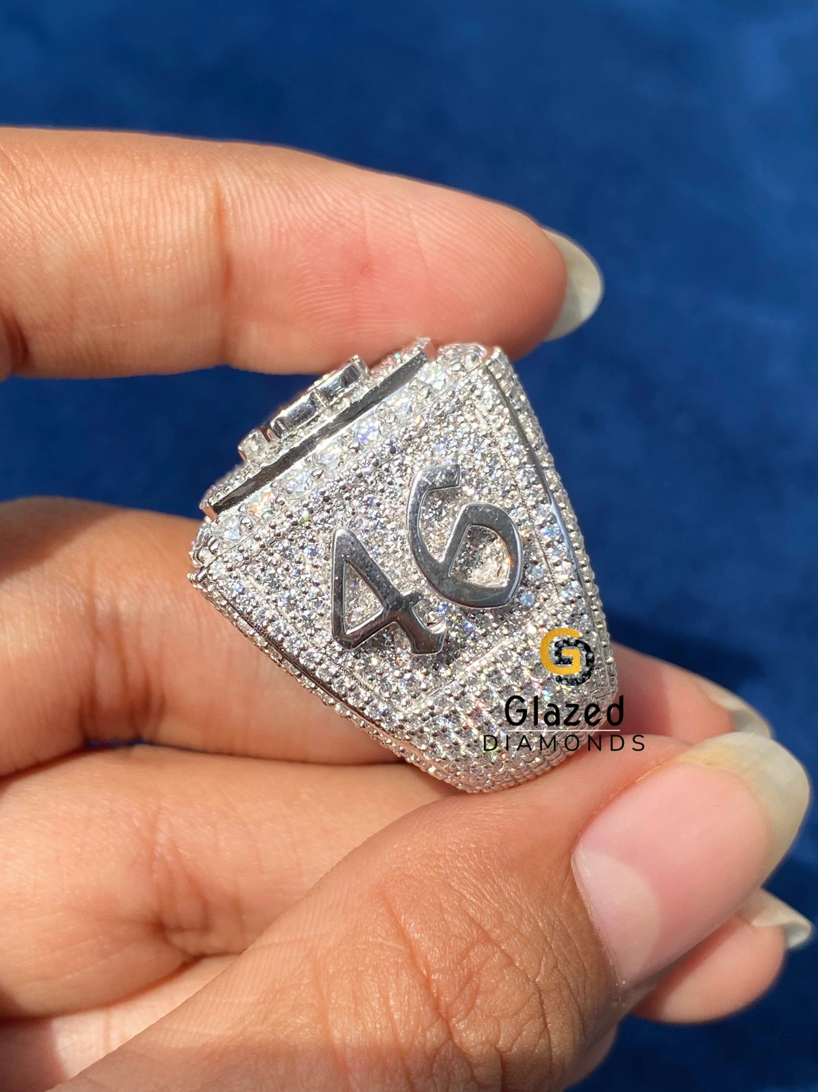 Customized Letter Round VVS Moissanite Hip Hop Ring