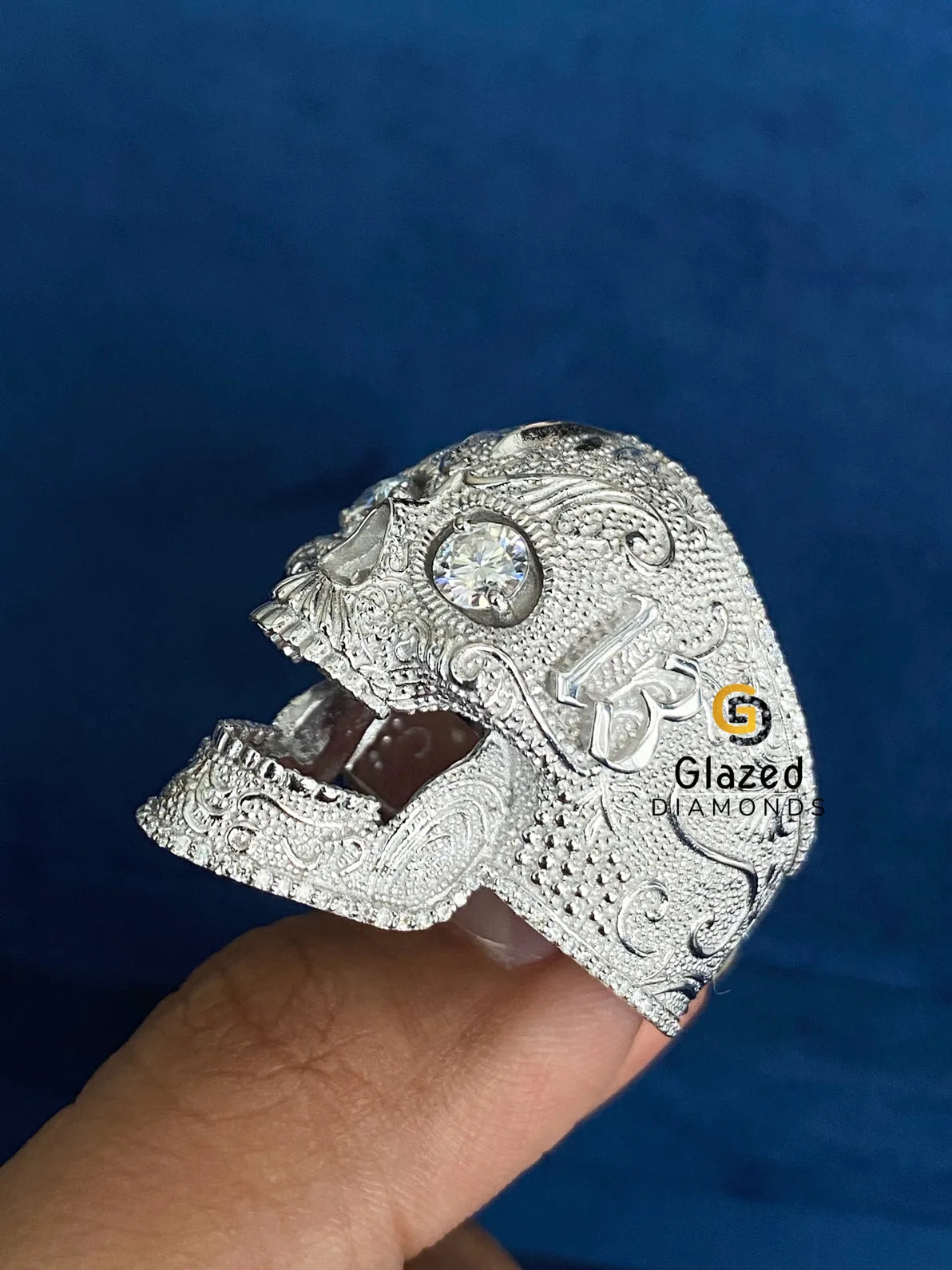 Customized Skull Milgrain Art Hip Hop Ring