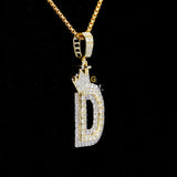 Iced Out Custom Initial Letter D With King Crown Moissanite Hip Hop Pendant