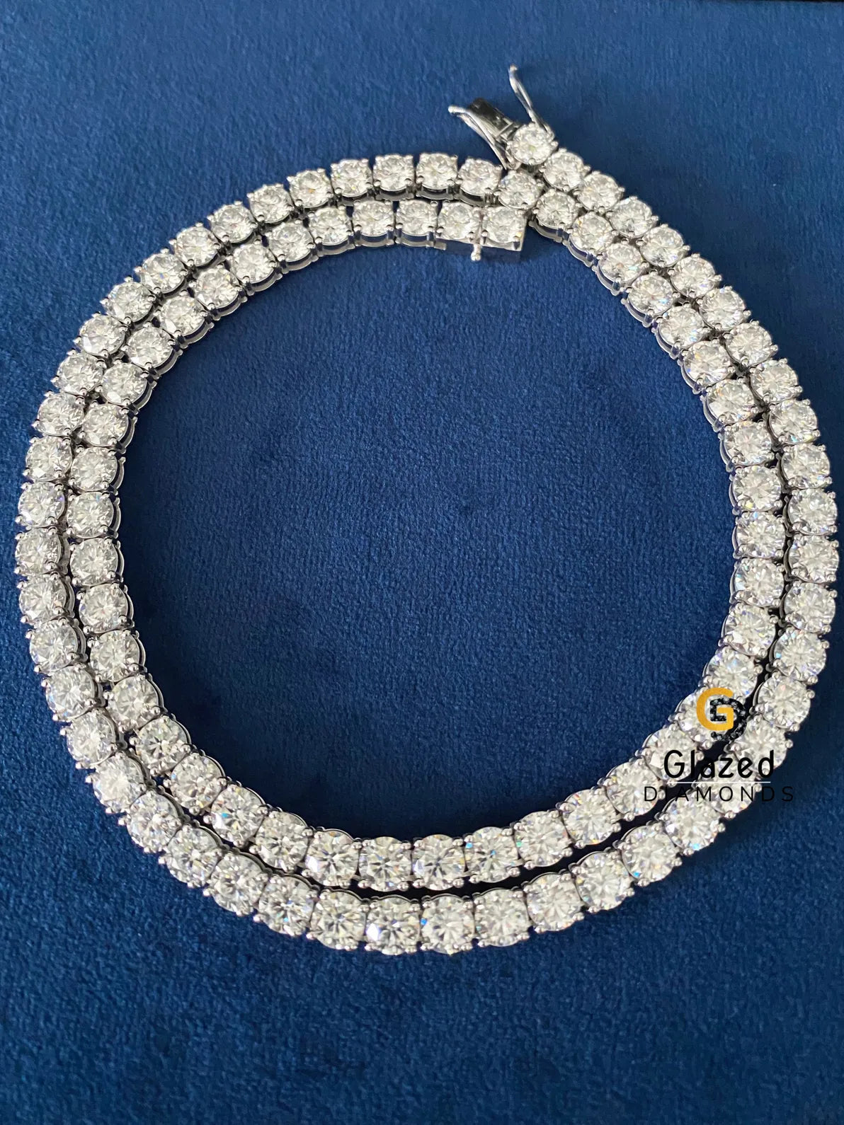 D Colorless 5MM Round Moissanite Tennis Link Hip Hop Chain