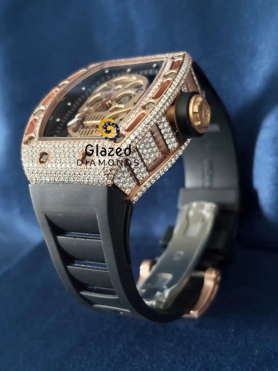 D Colorless Bust Down Moissanite Diamond Studded Hip Hop Watch