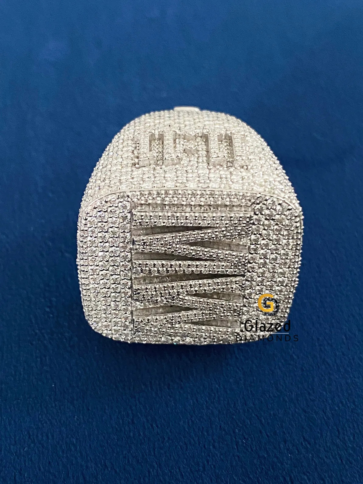 D Colorless Custom Letter Round Moissanite Hip Hop Ring