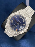 D Colorless Diamond Studded Day Date Moissanite Watch