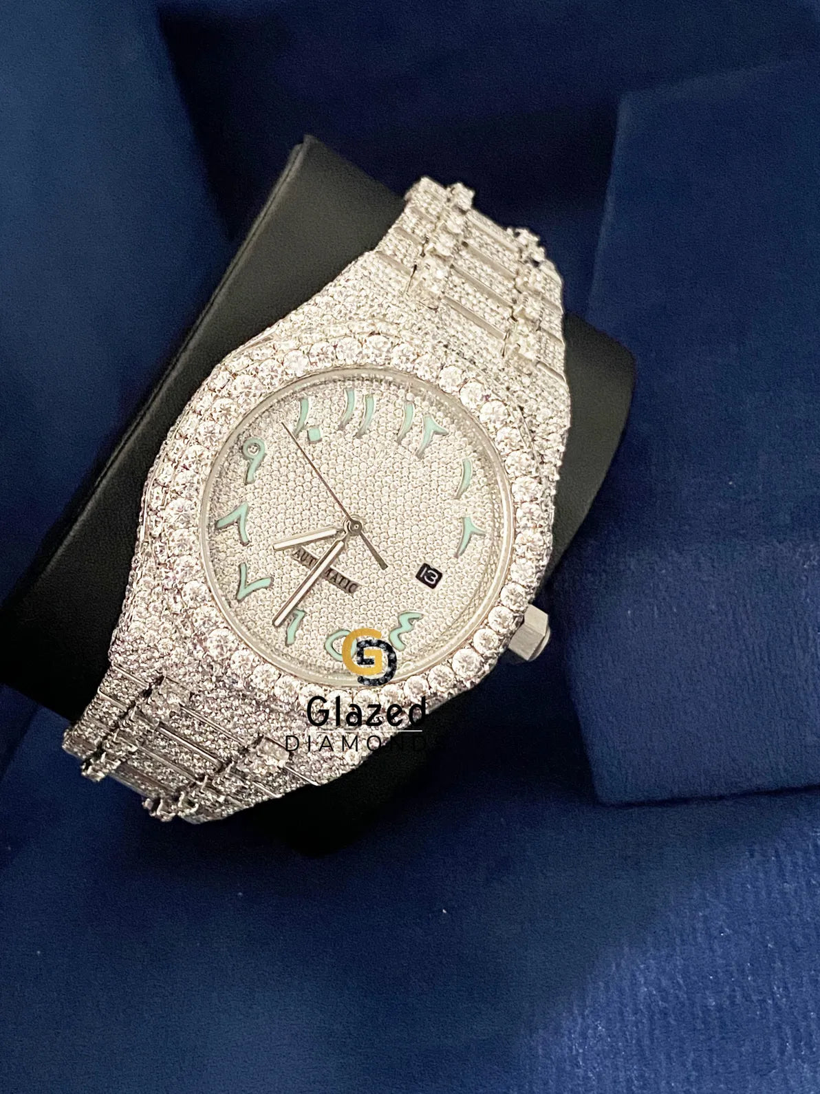D Colorless Diamond Studded Fully Iced Out Moissanite Watch