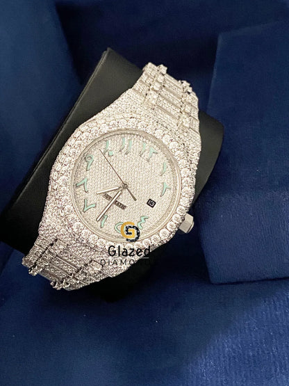 D Colorless Diamond Studded Fully Iced Out Moissanite Watch