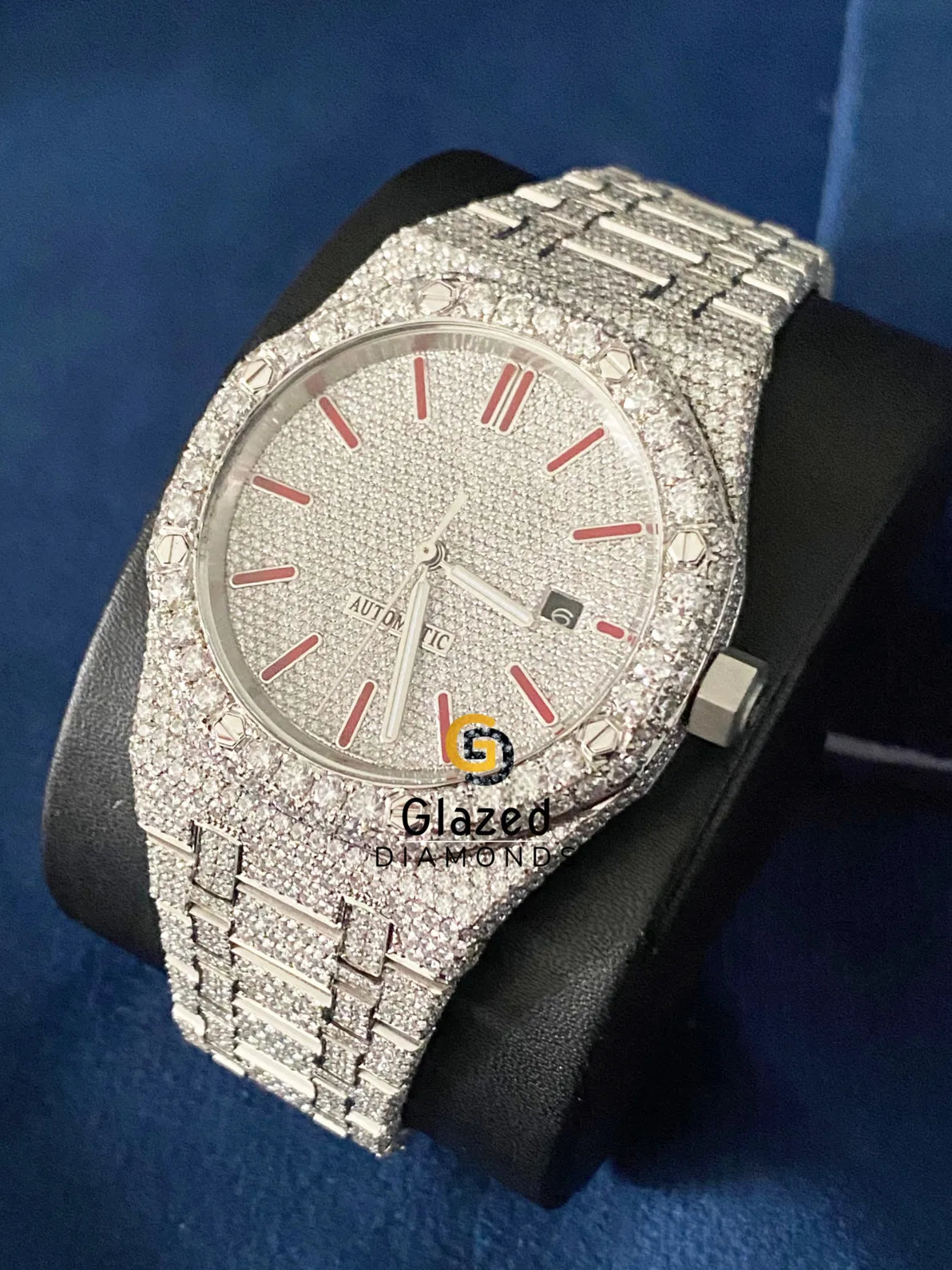 D Colorless Fully Iced Out Moissanite VVs Diamond Studded Watch