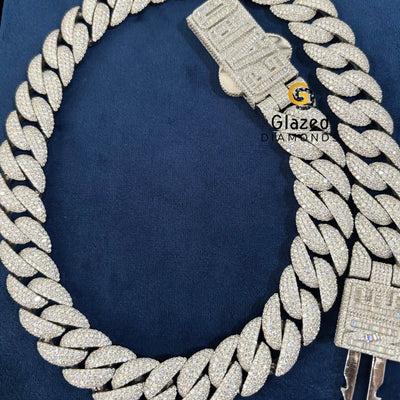 D Colorless Hip Hop Moissanite Diamond Studded Chain