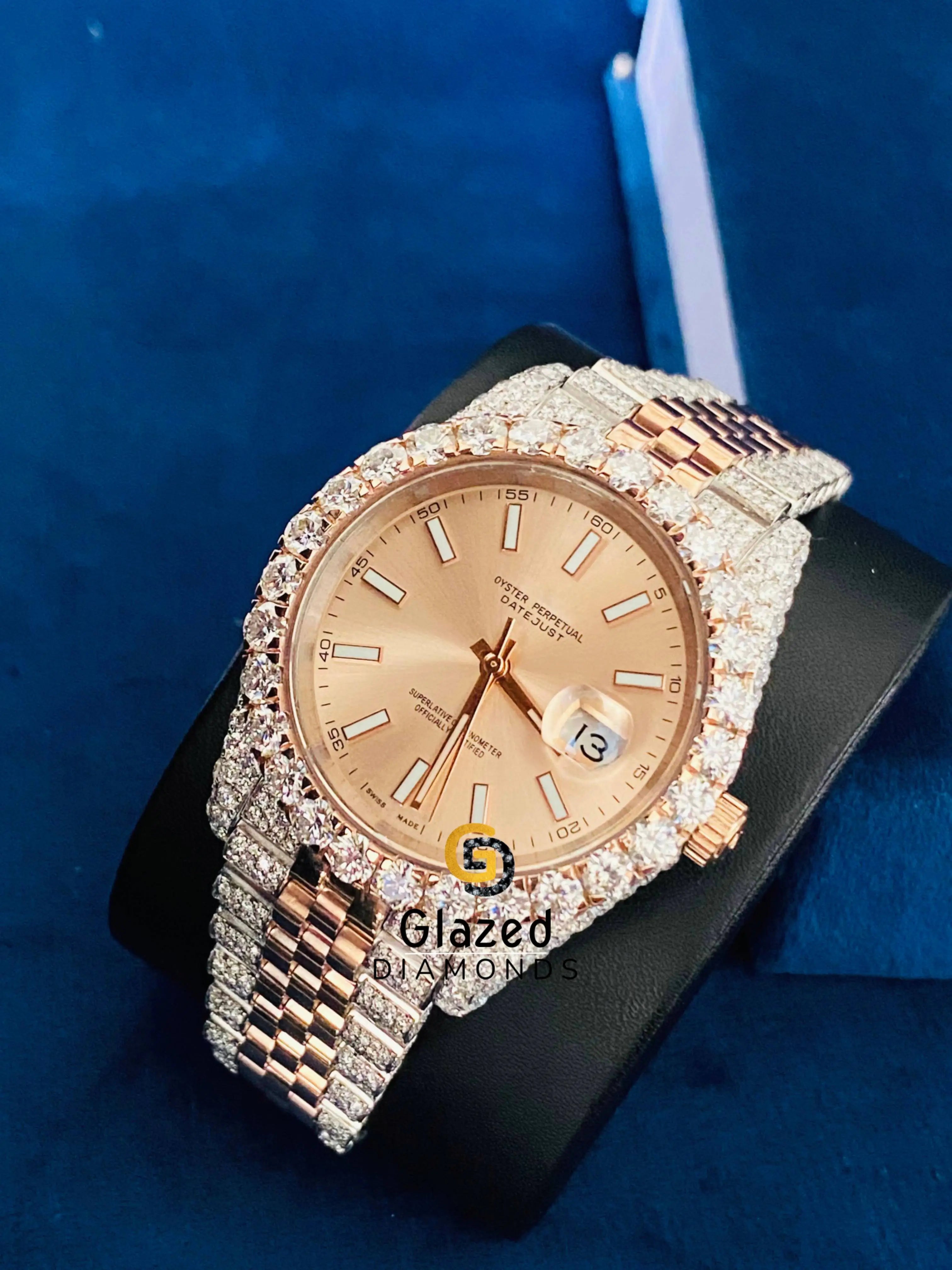 D Colorless Iced Out Moissanite Diamond Studded Jubilee Strap Watch