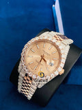 D Colorless Iced Out Moissanite Diamond Studded Jubilee Strap Watch