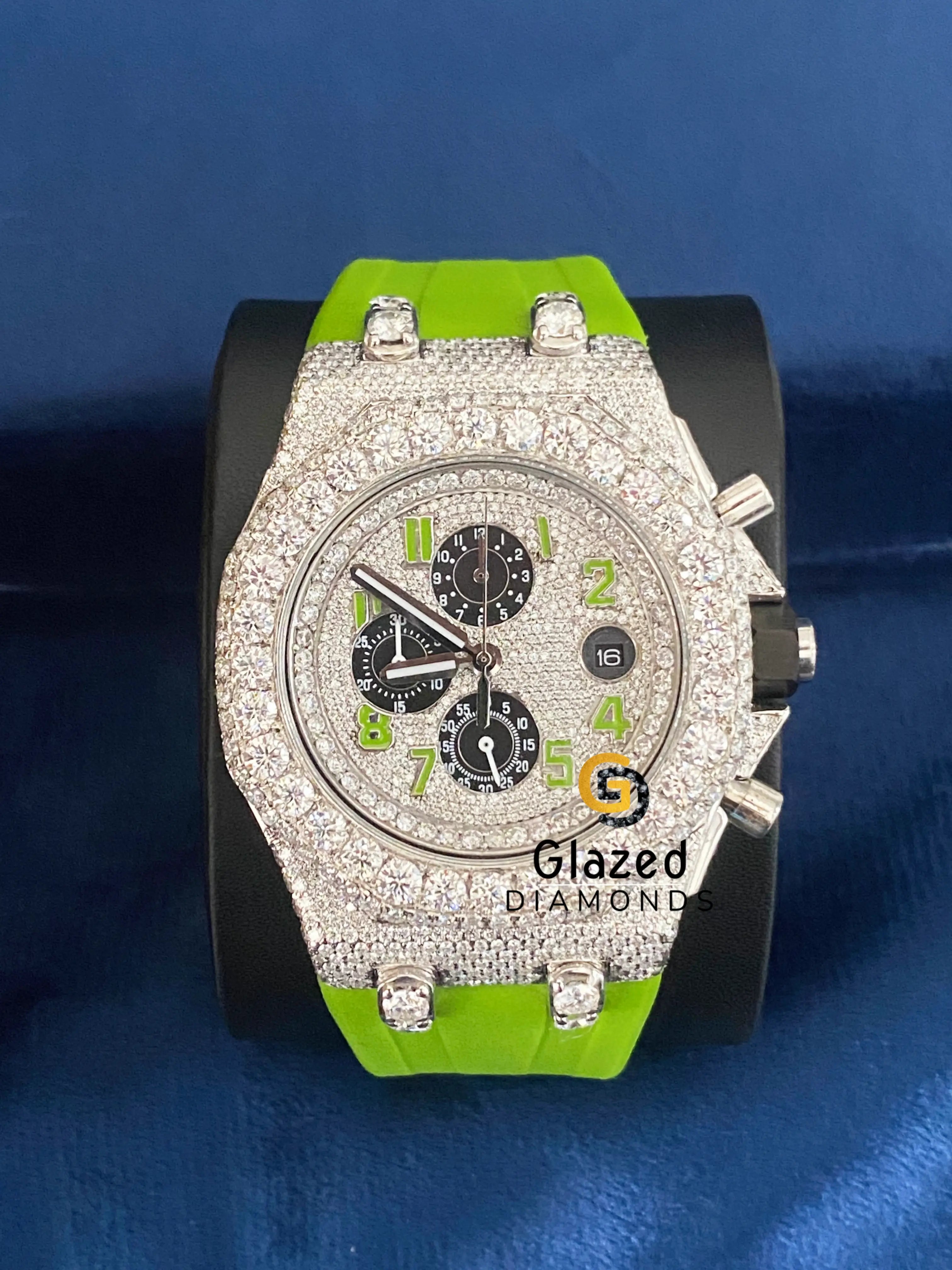 D Colorless Moissanite Chronograph Arabic Face Dial Watch