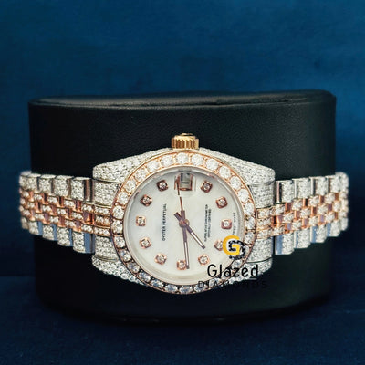 D Colorless Moissanite Diamond Studded Two Tone Watch