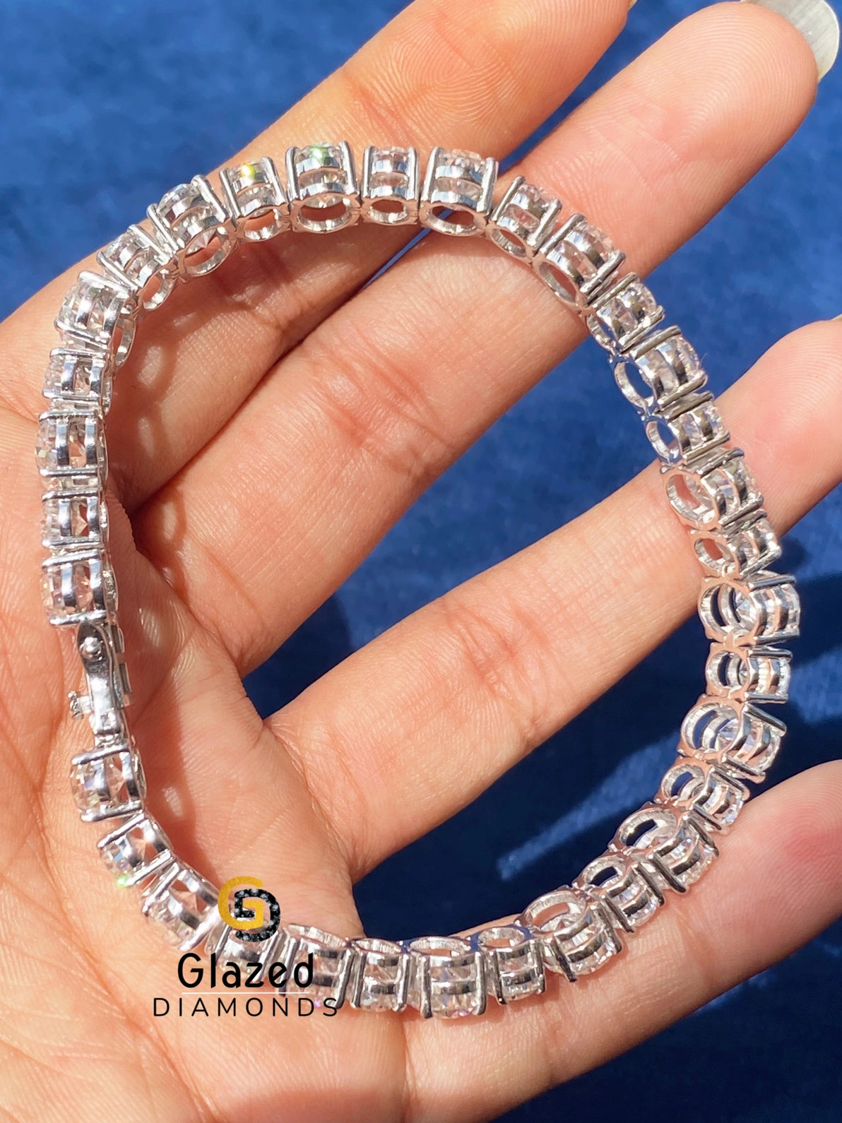 D Colorless Oval Moissanite Tennis Link Bracelet