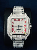D Colorless Roman Dial Round Moissanite Hip Hop Watch