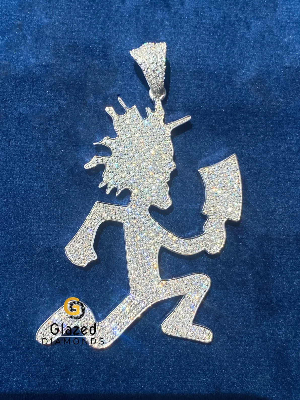 Hatchet Men Diamond Studded Round VVS Moissanite Pendant 925 Silver