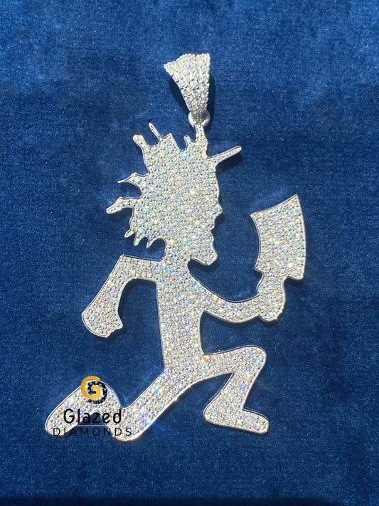 Hatchet Men Diamond Studded Round VVS Moissanite Pendant 925 Silver