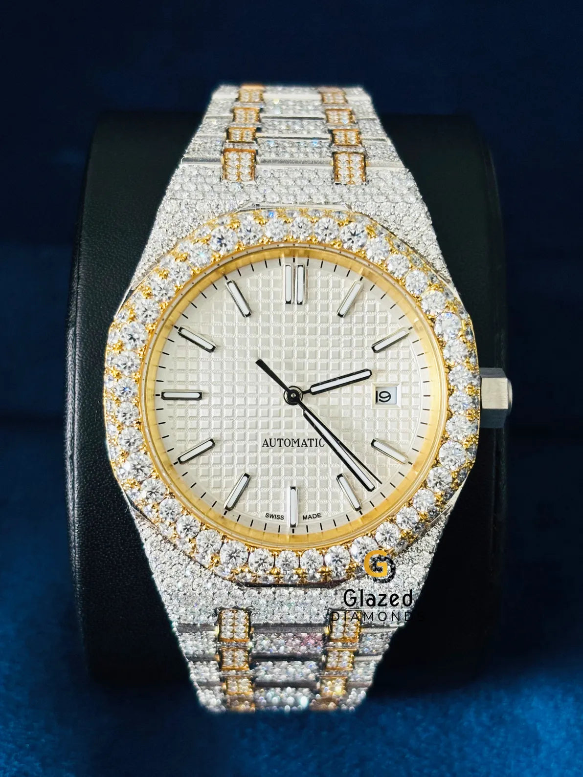 D Colorless Round Moissanite VVs Two Tone Watch