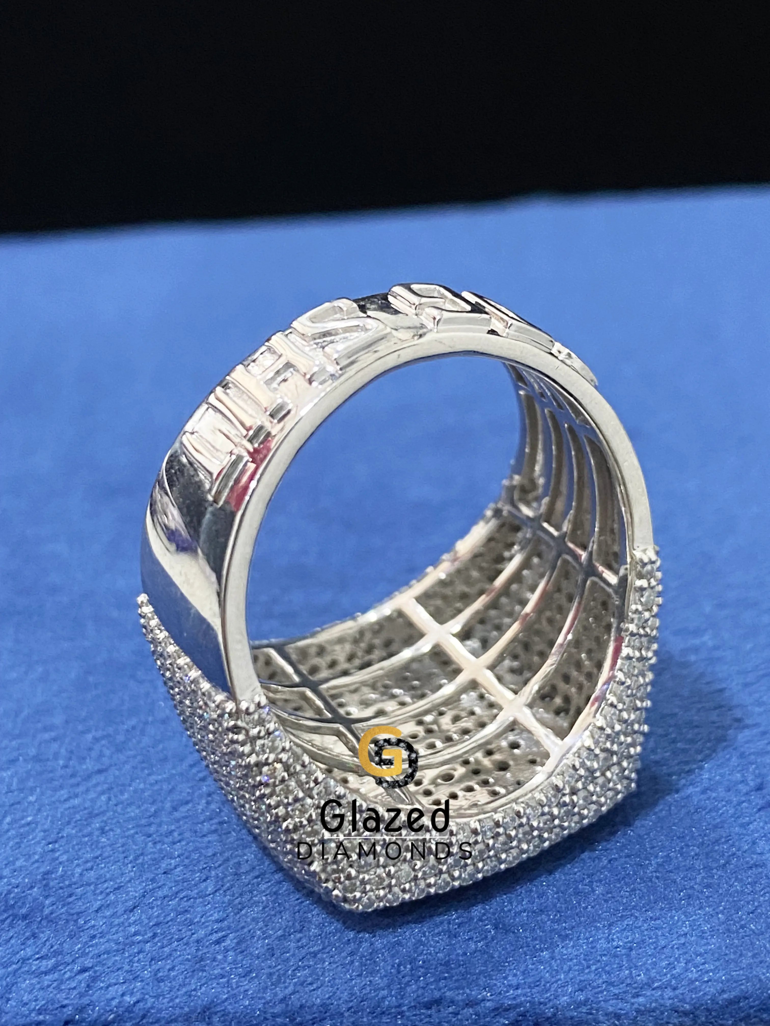 D Colorless Round VVs Moissanite Hip Hop Ring