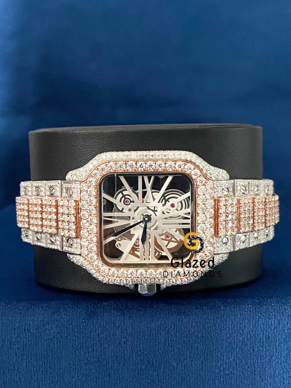 D Colorless Skeleton Dial Moissanite Hip Hop Watch