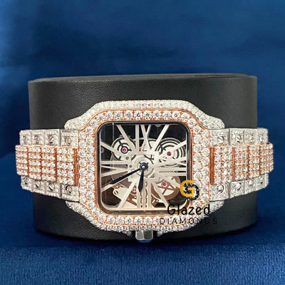 D Colorless Skeleton Dial Moissanite Hip Hop Watch