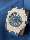 D Colorless Stick Dial Chronograph Blue Silicone Strap Watch