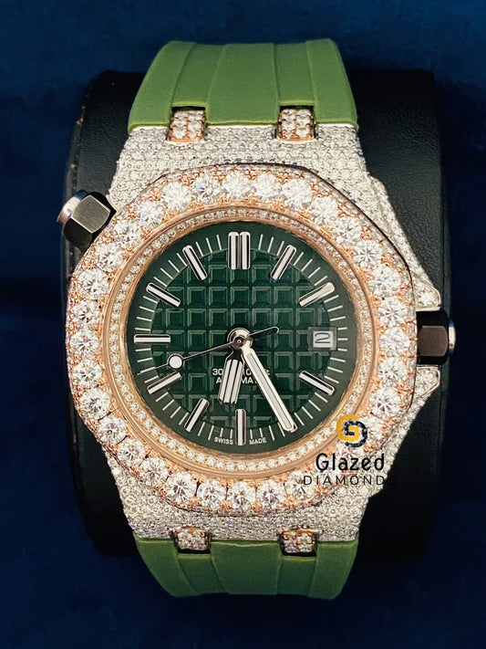 D Colorless Stick Dial Round Moissanite Hip Hop Watch