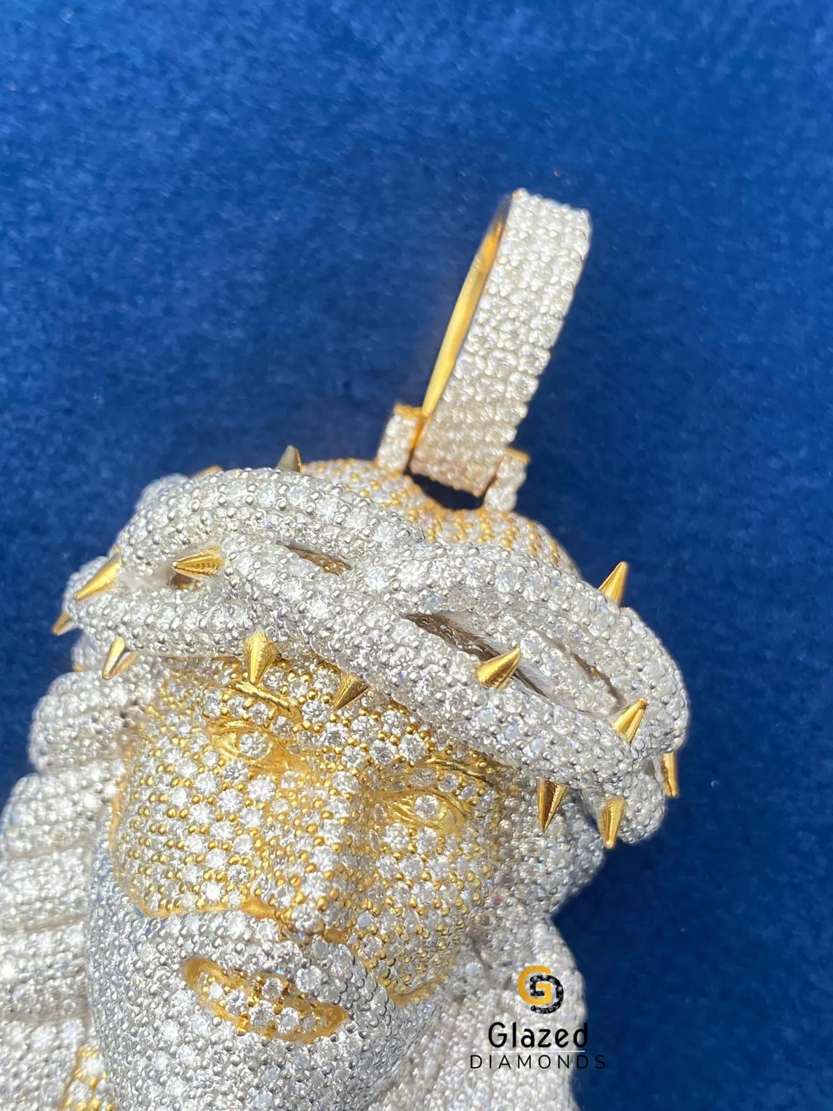 D Colorless VVS Round Moissanite Two Tone Hip Hop Jesus Pendant