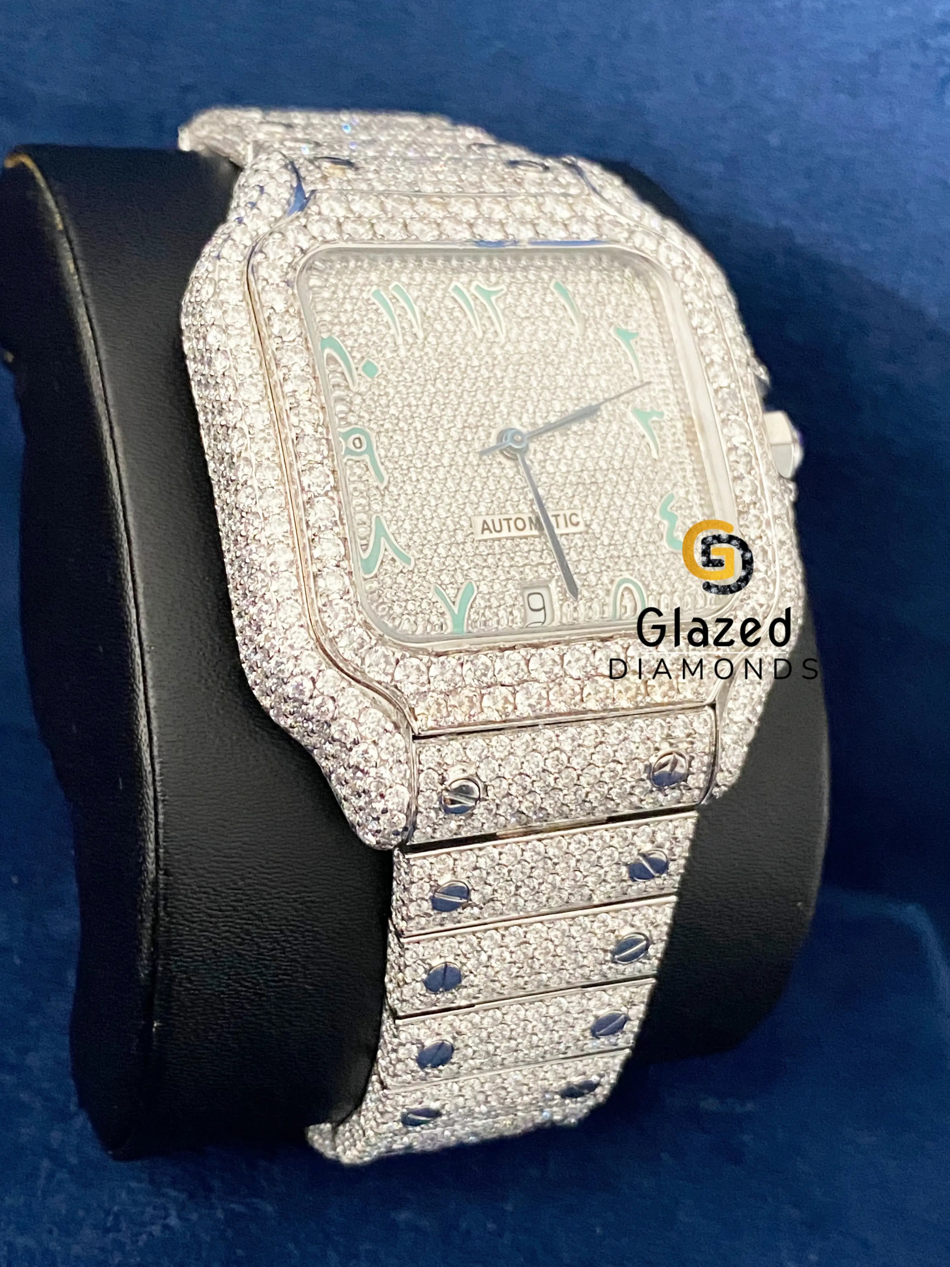 D Colorless VVs Diamond Studded Moissanite Watch