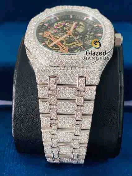D Colorless VVs Moissanite Bust Down Skeletal Dial Watch