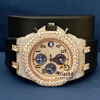 D Colorless VVs Moissanite Chronograph Arabic Dial Hip Hop Watch