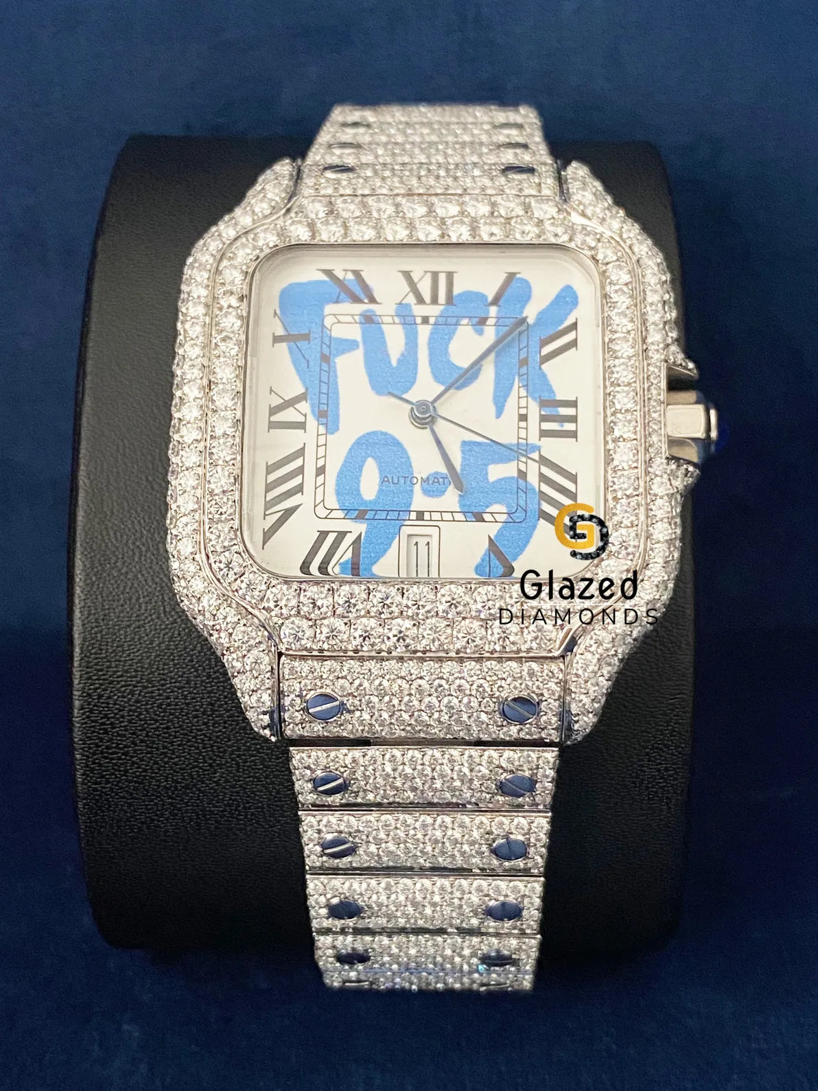 D Colorless VVs Moissanite Stainless Steel Hip Hop Watch