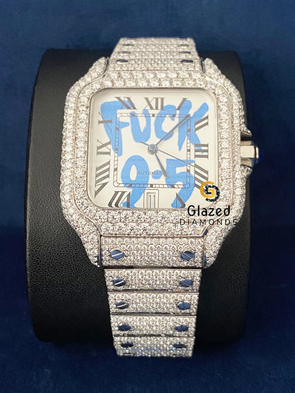 D Colorless VVs Moissanite Stainless Steel Hip Hop Watch