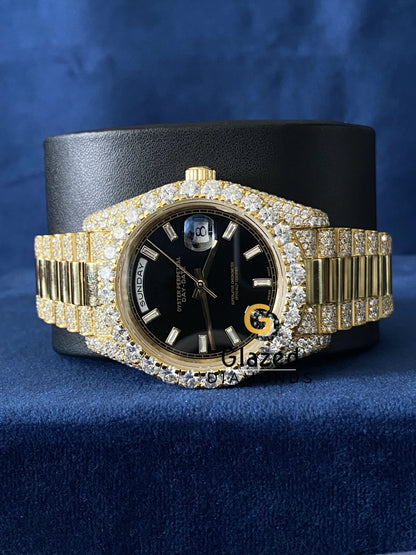 Day Date Baguette Bar Presidential Strap Moissanite Watch