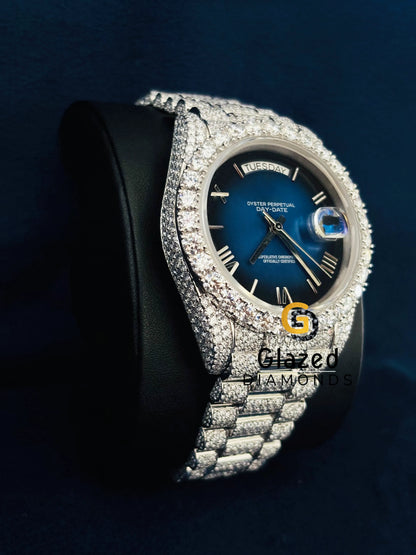 Day Date Moissanite Iced Out Diamond Studded Watch