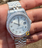 40MM Stainless Steel Moissanite Diamond Dial Bezel Jubilee Bracelet Watch