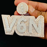 Two Tone Moissanite Iced Out Custom Numbers/ Letters Mens Pendant