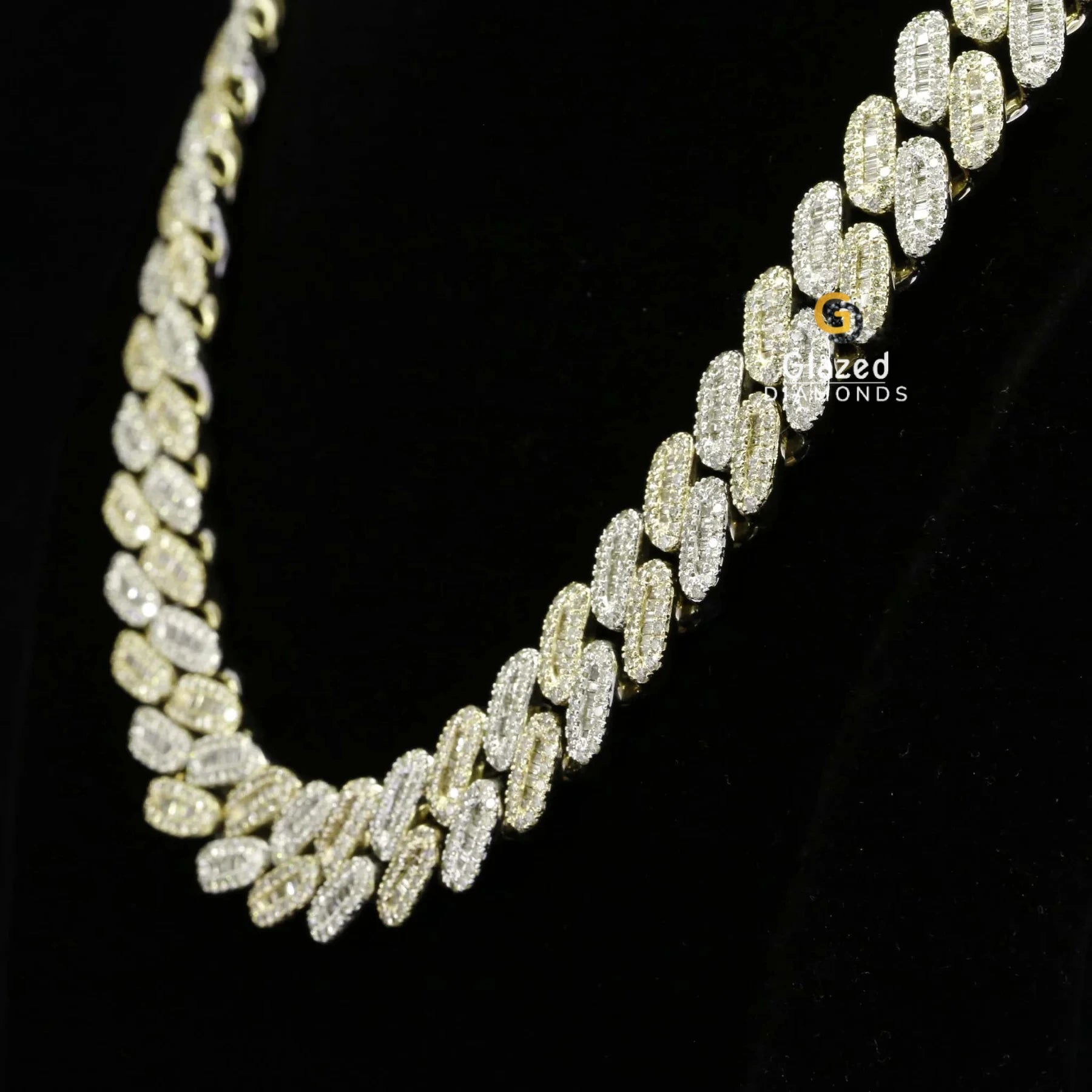 15MM Baguette and Round Cut Moissanite Diamond Cuban Link Chain