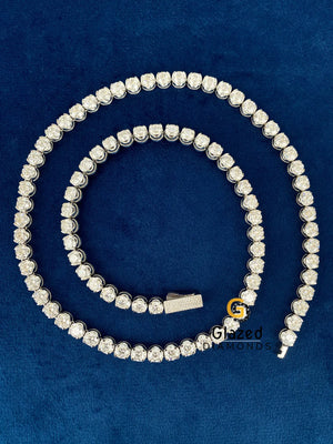 Diamond Studded 4MM Round Moissanite Tennis Link Chain