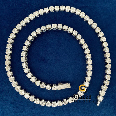 Diamond Studded 4MM Round Moissanite Tennis Link Chain