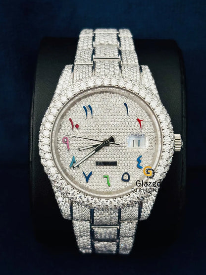 Diamond Studded Fully Iced Out Round VVs Moissanite Watch