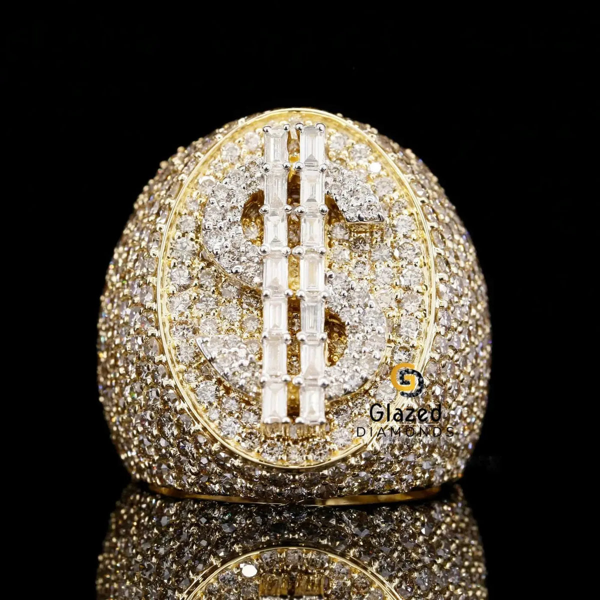 Dollar Sign Fully Iced Out Moissanite Diamond Luxury Hip Hop Ring