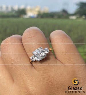 Double Claw Prong Cushion Moissanite Ring