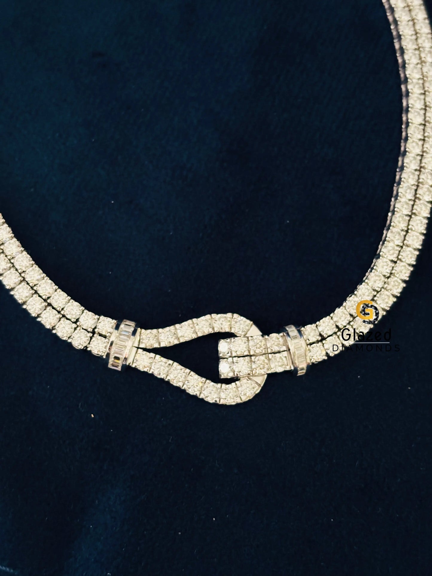 Double Row Round Moissanite Tennis Necklace
