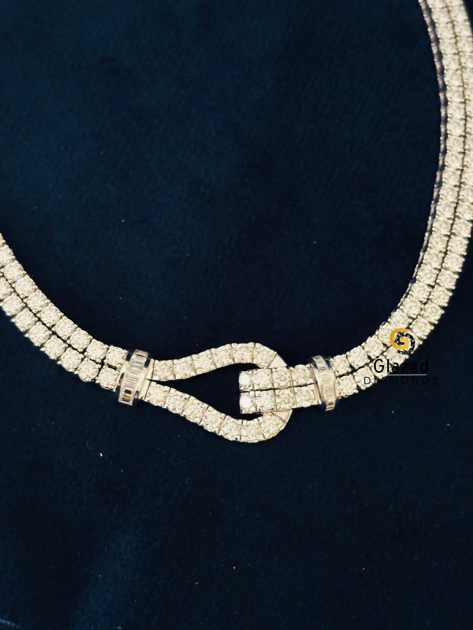 Double Row Round Moissanite Tennis Necklace