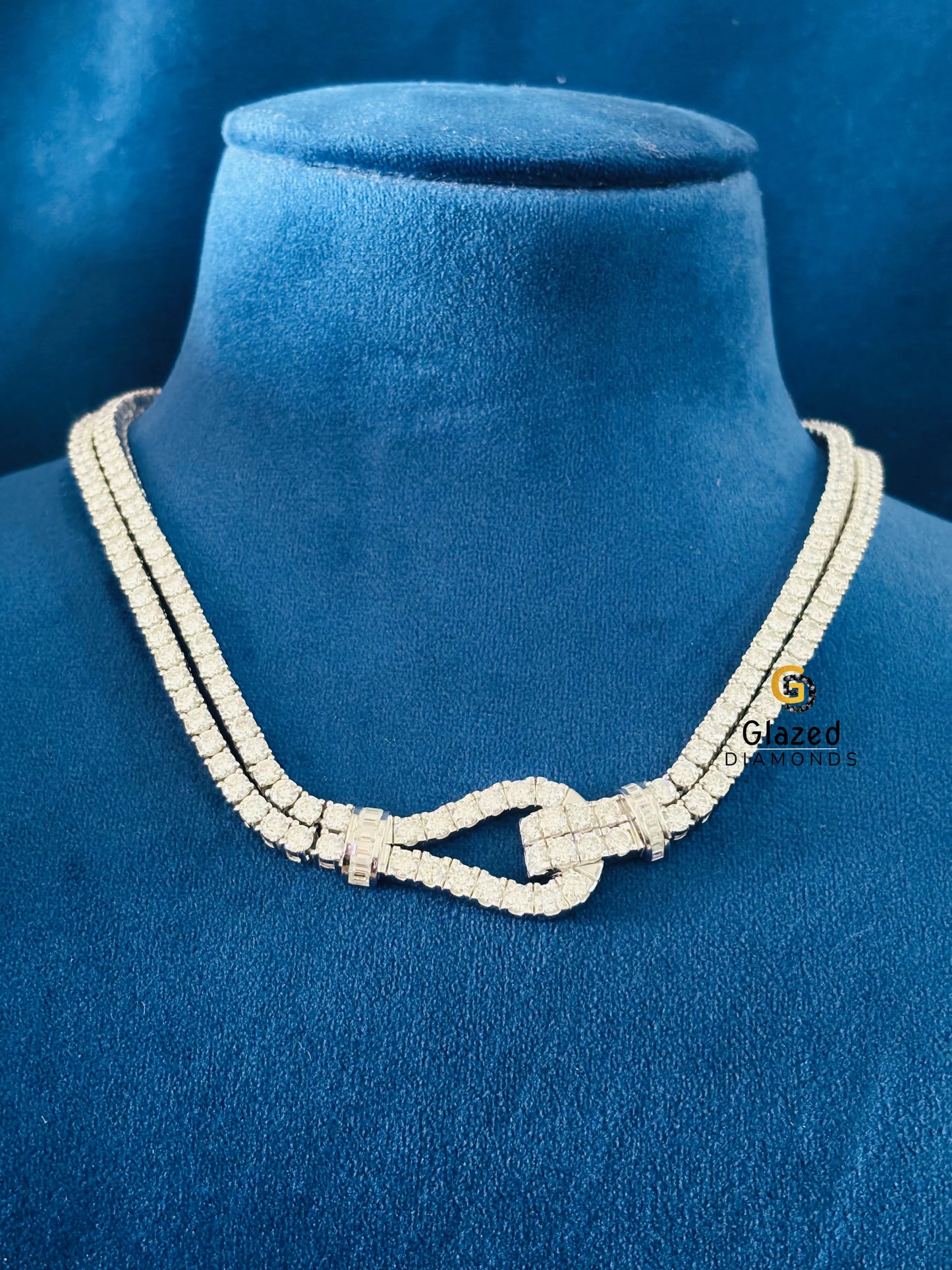 Double Row Round Moissanite Tennis Necklace For Women