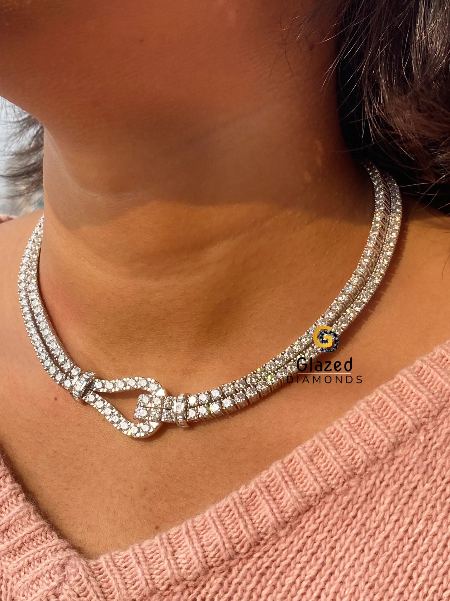 Double Row Tennis Necklace For Women