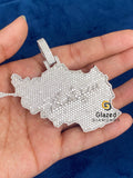 Double Side Diamond Studded Custom Map Hip Hop Pendant