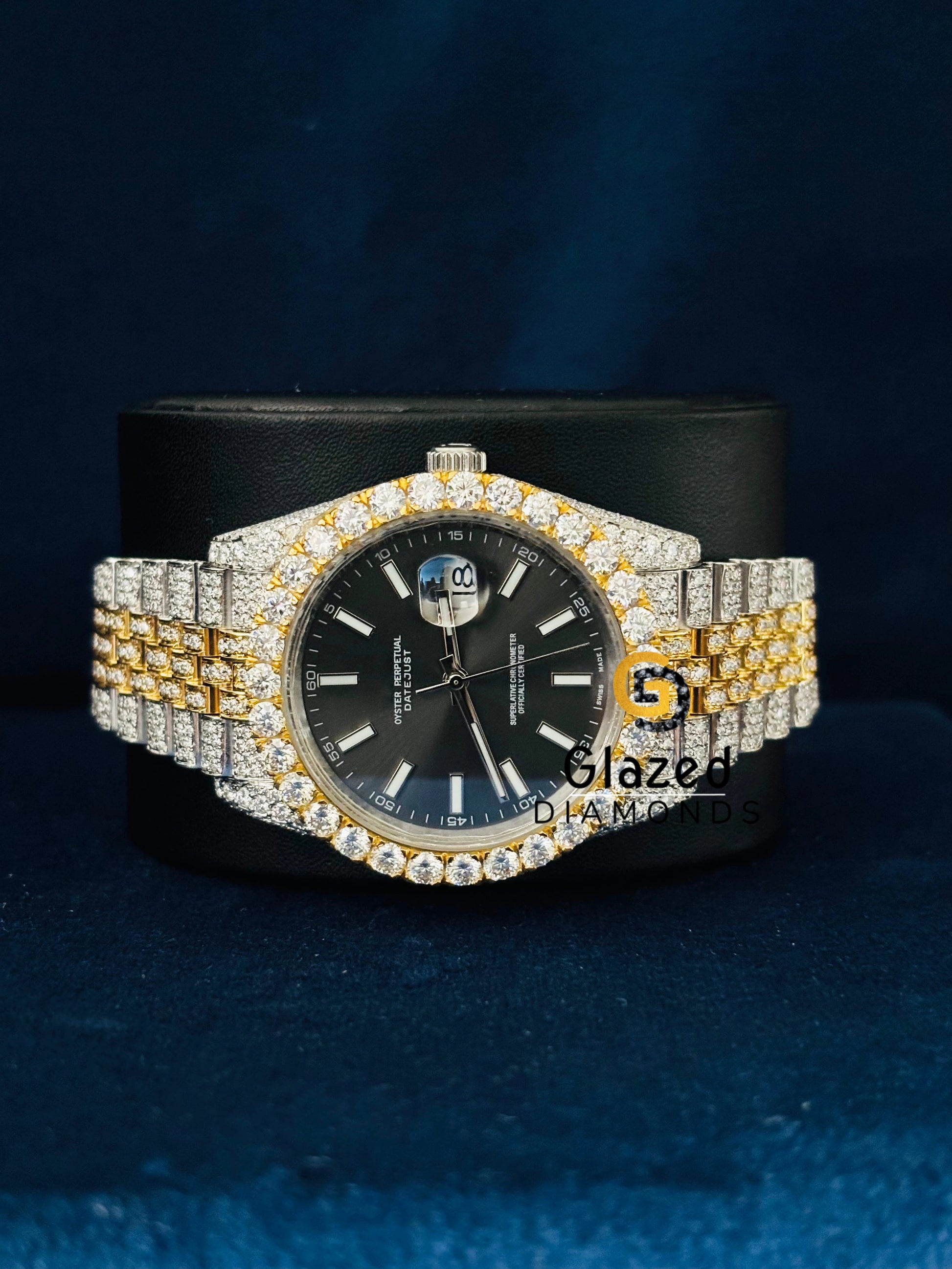 Dual Tone White Bar Hip Hop Moissanite Rapper Watch